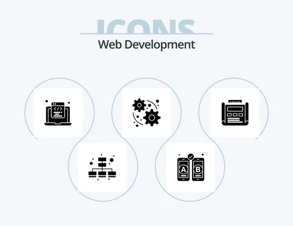 Web Development Glyph Icon Pack Icon Design Drawing Design Html — Stok Vektör