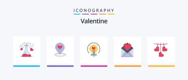 Valentine Flat Icon Pack Including Bulb Day Location Valentines Heart — Stock vektor