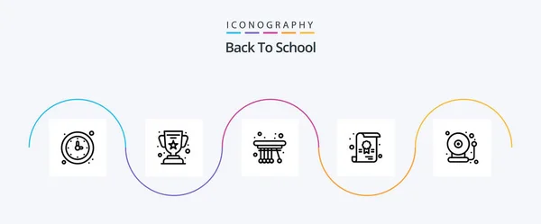 Back School Line Icon Pack Including Bell School Education Diploma — Stock Vector