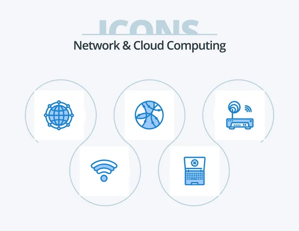 Network Cloud Computing Blue Icon Pack Icon Design Router Device — Stock Vector