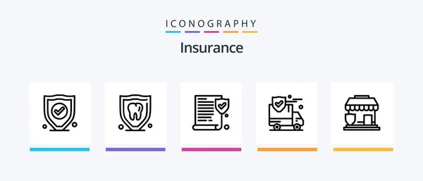 Insurance Line Icon Pack Including Security Protection Insurance Policy Creative — Vettoriale Stock