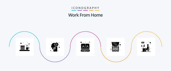Work Home Glyph Icon Pack Including Laptop Notebook User Laptop — Wektor stockowy