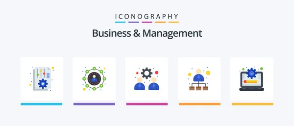 Business Management Flat Icon Pack Including Laptop Hierarchy User Hierarchical — Vector de stock