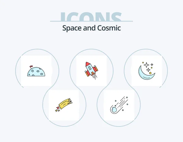 Space Line Filled Icon Pack Icon Design Space Space Craft — Stock Vector