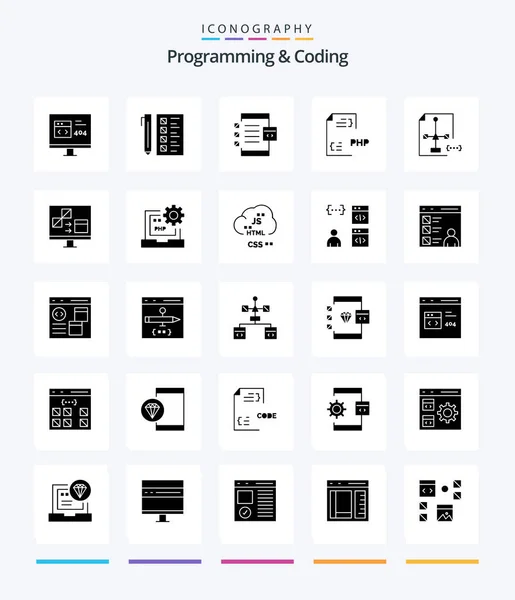 Creative Programming Coding Glyph Solid Black Icon Pack Development Coding — Image vectorielle