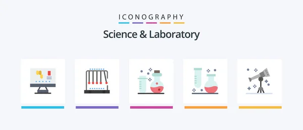 Science Flat Icon Pack Including Astronomy Science Chemistry Laboratory Chemistry — Vettoriale Stock