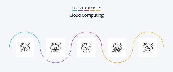 Cloud Computing Line Icon Pack Including Chart Error Cloud Stop — Vettoriale Stock