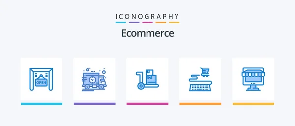 Ecommerce Blue Icon Pack Including Online Shopping Ecommerce Shop Shopping — Image vectorielle