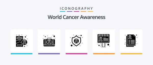 World Cancer Awareness Glyph Icon Pack Including Health Sign Arrow — стоковый вектор