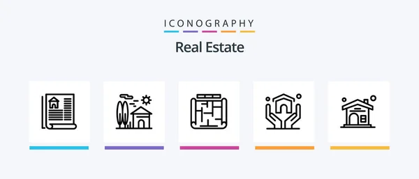 Real Estate Line Icon Pack Including Sound Mike Sign Real — Vector de stock