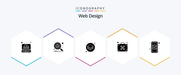 Web Design Glyph Icon Pack Including Work Tool Creative Repair — Stockvector