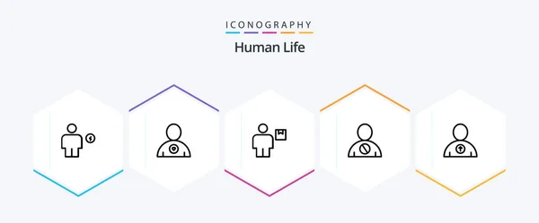 Human Line Icon Pack Including Human Body Avatar Blocked Shipment — Archivo Imágenes Vectoriales
