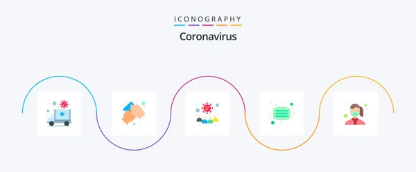 Coronavirus Flat Icon Pack Including Medical Face Wash Virus People — Stok Vektör