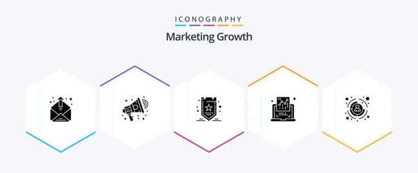 Marketing Growth Glyph Icon Pack Including Customer Report Marketing Graph — Stockvector