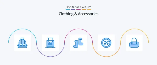 Clothing Accessories Blue Icon Pack Including Shoes Fashion Sew — Stockový vektor