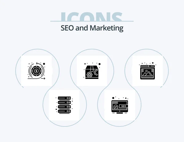Seo Glyph Icon Pack Icon Design Browser Photo Money Gallery — Stok Vektör
