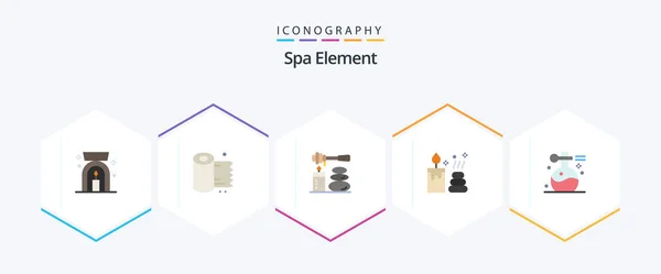Spa Element Flat Icon Pack Including Spa Massage Relax Beauty — 图库矢量图片