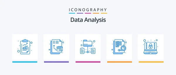 Data Analysis Blue Icon Pack Including Computer Time Data Network — Stok Vektör