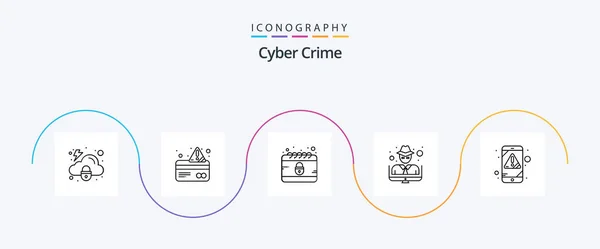 Cyber Crime Line Icon Pack Including Error Crime Calendar Thief — Vetor de Stock