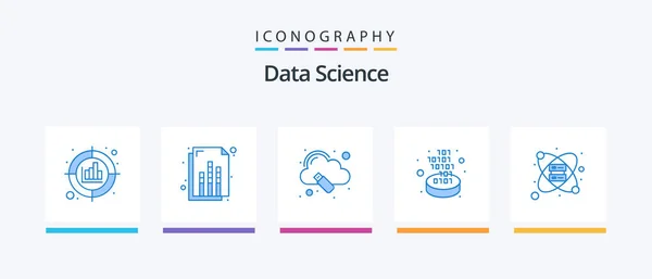Data Science Blue Icon Pack Including Rack Gate Cloud Filter — 图库矢量图片
