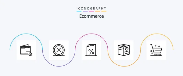 Ecommerce Line Icon Pack Including Shipping Remove Commerce Tax — Vettoriale Stock