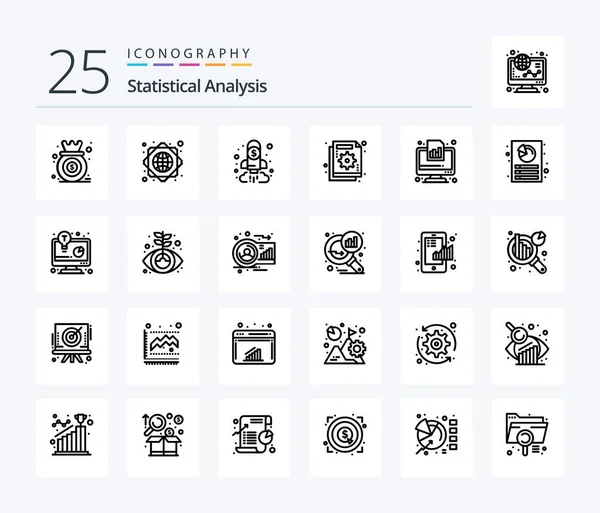 Statistical Analysis Line Icon Pack Including Graph Chart Analysis Business — Stockový vektor