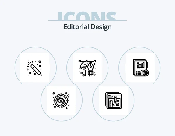 Editorial Design Line Icon Pack Icon Design Creative Photos Document — Archivo Imágenes Vectoriales