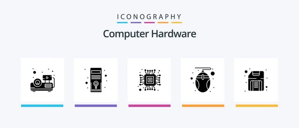 Computer Hardware Glyph Icon Pack Including Hardware Disk Computer Computer — Stockvector