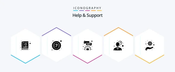 Help Support Glyph Icon Pack Including Optimization Bubble Management Gear — Image vectorielle