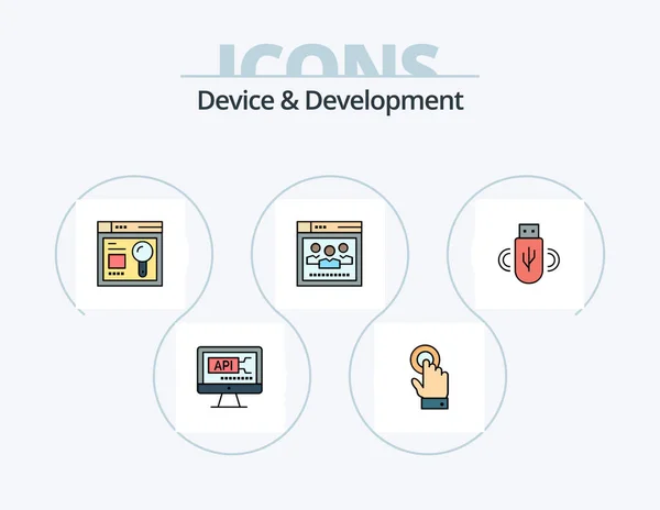 Device Development Line Filled Icon Pack Icon Design Monitor Music — Stok Vektör