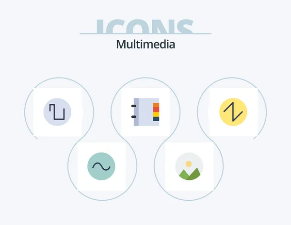 Multimedia Flat Icon Pack Icon Design Wave Wave Sound — Stockvektor