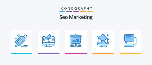 Seo Marketing Blue Icon Pack Including Email Mail Marketing Business — Wektor stockowy