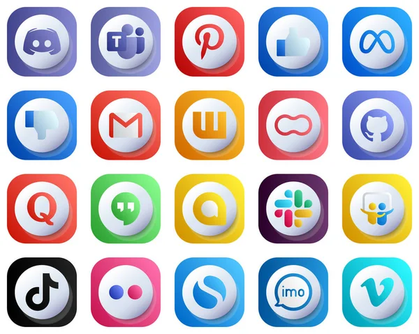 20 Cute Professional 3D Gradient Social Media Icons such as peanut. mail. facebook. email and facebook icons. High-Quality and Editable