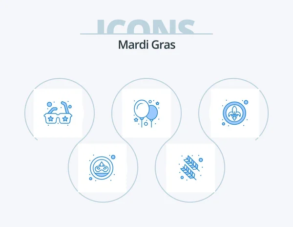 Mardi Gras Blue Icon Pack Icon Design Lys Festival Glasses — Stock Vector