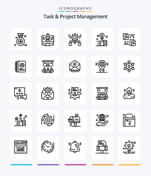 stock vector Creative Task And Project Management 25 OutLine icon pack  Such As investment . bulb . . . setting