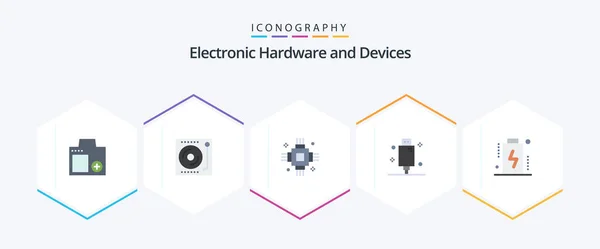 Devices Flat Icon Pack Including Electric Cable Turntable Equipment Electric — Διανυσματικό Αρχείο