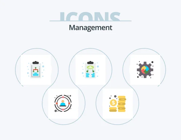 Management Flat Icon Pack Icon Design Connect Planning Management Plan — Stock Vector