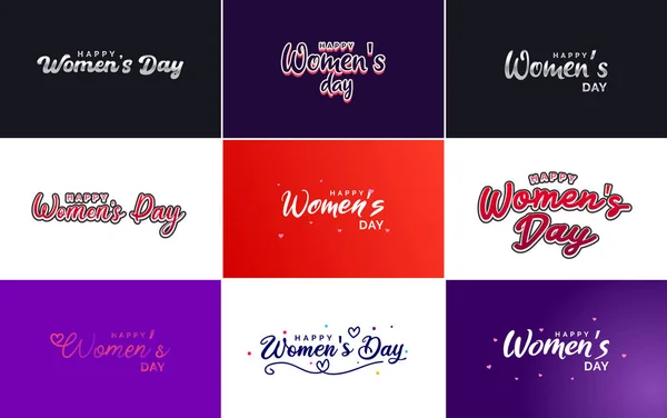 Abstract Happy Women Day Logo Love Vector Design Pink Red — Archivo Imágenes Vectoriales
