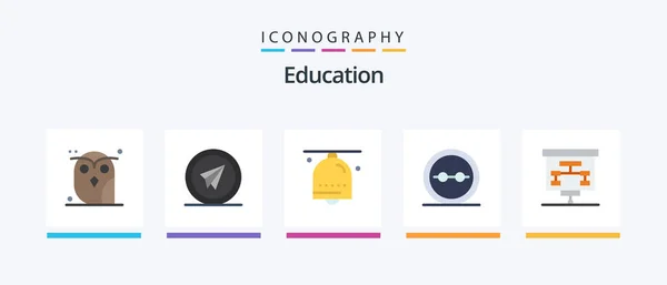 Education Flat Icon Pack Including Geek Eye Glasses Paper Ring — Vetor de Stock