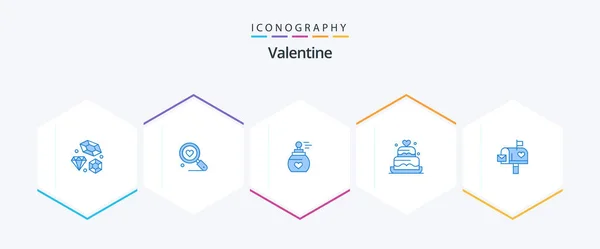 Valentine Blue Icon Pack Including Mail Box Heart Perfume Love — Wektor stockowy