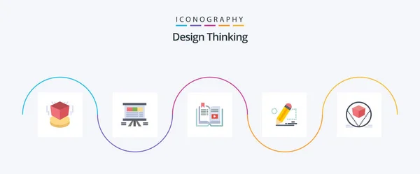 Design Thinking Flat Icon Pack Including Painting Pencil Chart Multimedia — стоковый вектор