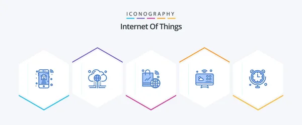 Internet Things Blue Icon Pack Including Internet Things Connections Internet — Archivo Imágenes Vectoriales