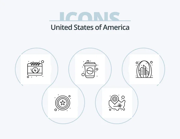 Usa Line Icon Pack Icon Design Receipt Day Bird Date — стоковый вектор