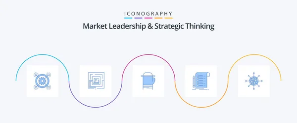 Market Leadership Strategic Thinking Blue Icon Pack Including Card Report — Vector de stock
