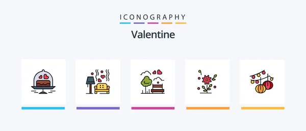Valentine Line Filled Icon Pack Including Love Love Love Day — Stock Vector