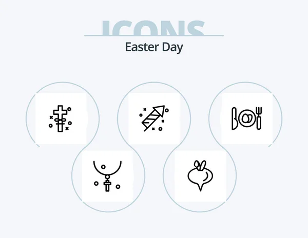 Easter Line Icon Pack Icon Design Food Holiday Gift Egg — Vetor de Stock