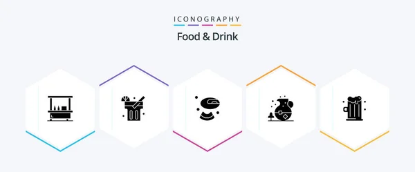 Food Drink Glyph Icon Pack Including Food Tea — Wektor stockowy
