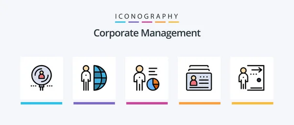 Corporate Management Line Filled Icon Pack Including Meeting Interview Person — Vettoriale Stock