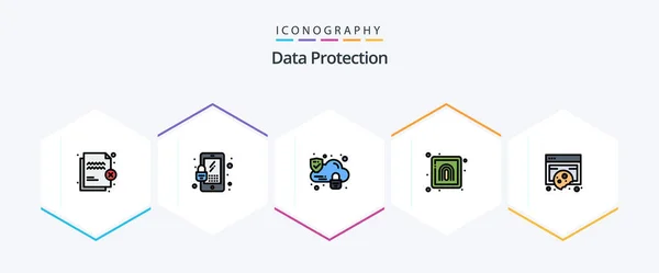 Data Protection Filledline Icon Pack Including Data Compliance Cloud Security — Wektor stockowy