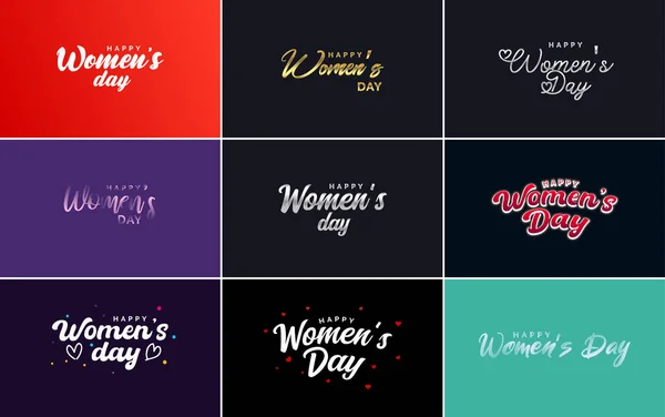 Set Happy International Woman Day Signs Emblems Vector Design Elements — Vector de stock
